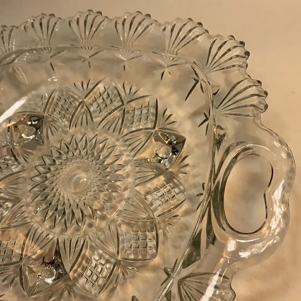 Pasari Vintage Crystal Cut Glass Square Candy Dish
